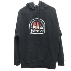 Marmot Kangaroo Pocket Logo Hoodie Sweatshirt Men‘s L Black